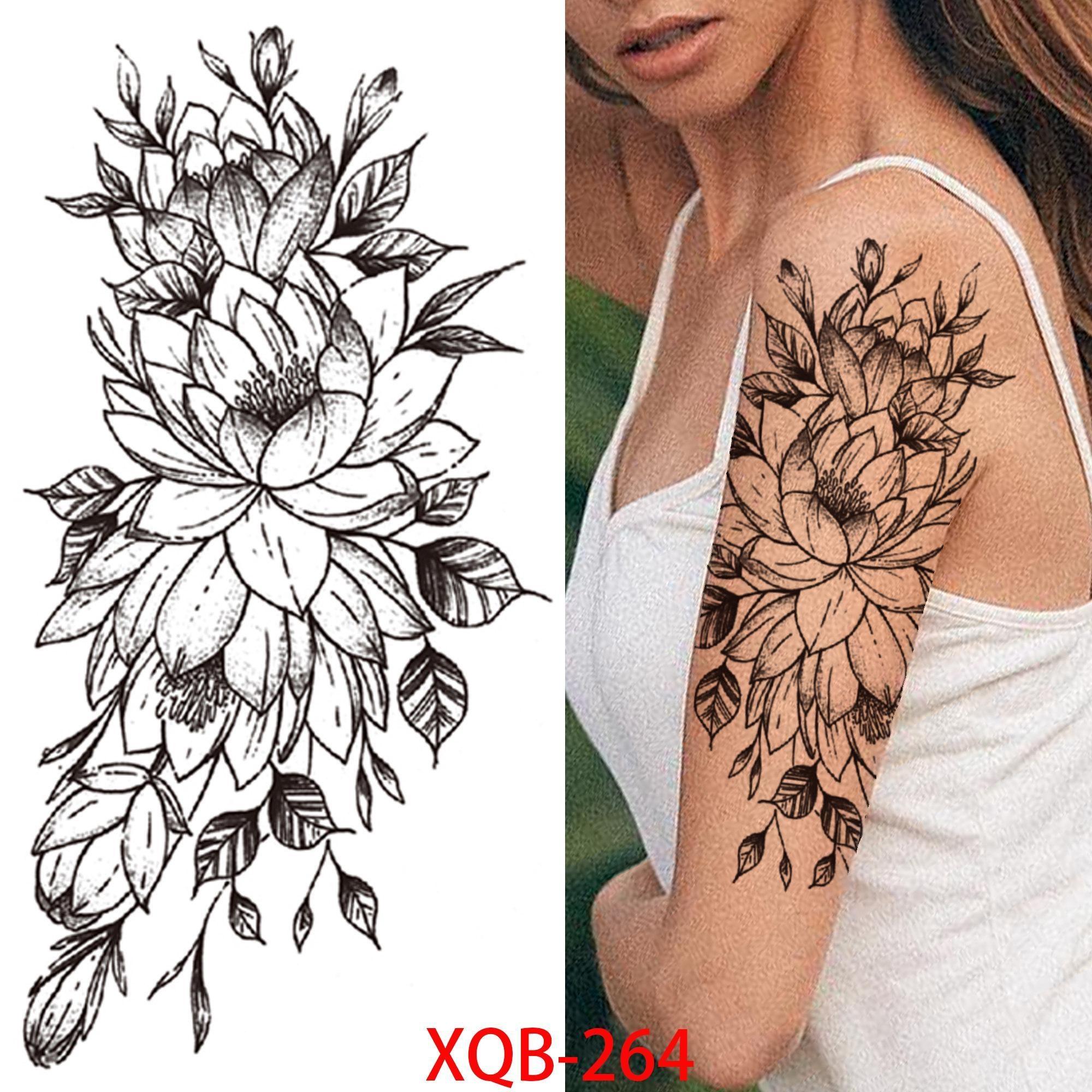 

1 ШТ. 210*114 ММ Сексуальный Цветочный Узор Временные Татуировки Черной Розы для Женщин Водонепроницаемые Поддельные Татуировки для Рук Боди-Арт Рукав Наклейка Для Тела XQB-264