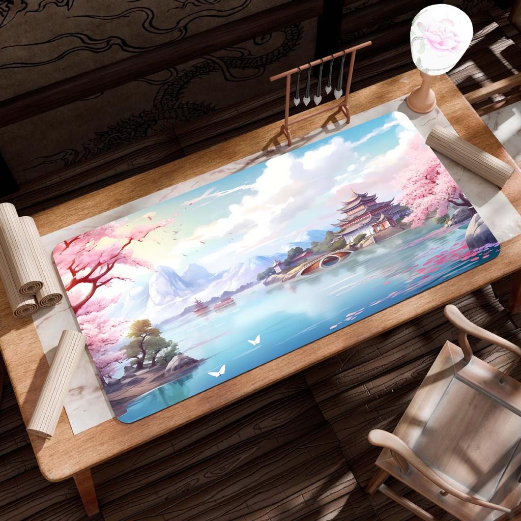 Extra Large Ancient Landscape Mouse Pad - Thick, Lock Edge, One-Piece Desk Mat