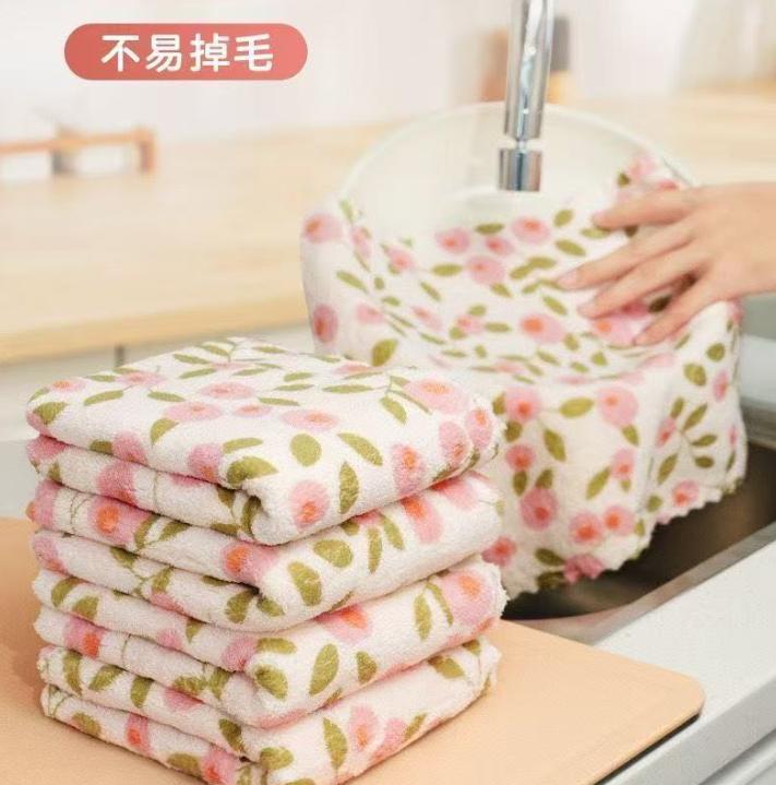 5 Adet Mutfak Temizlik Bezleri Seti 30x30cm Yumuşak Emici Çok Amaçlı Bulaşık Bezleri Çiçek Desenli Dayanıklı Kumaş Ev Kullanımı İçin