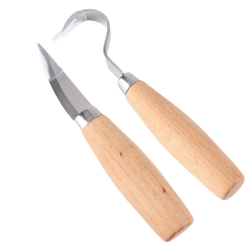 High Carbon Steel Spoon Hook Carving Cutter with Ergonomic Wood Handle Suitable for Woodcut Crafts Furniture Art Making
