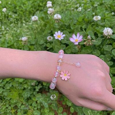 Glass Daisy Tassel Flower Bracelet For Children's Kids Accessories Bijouterie