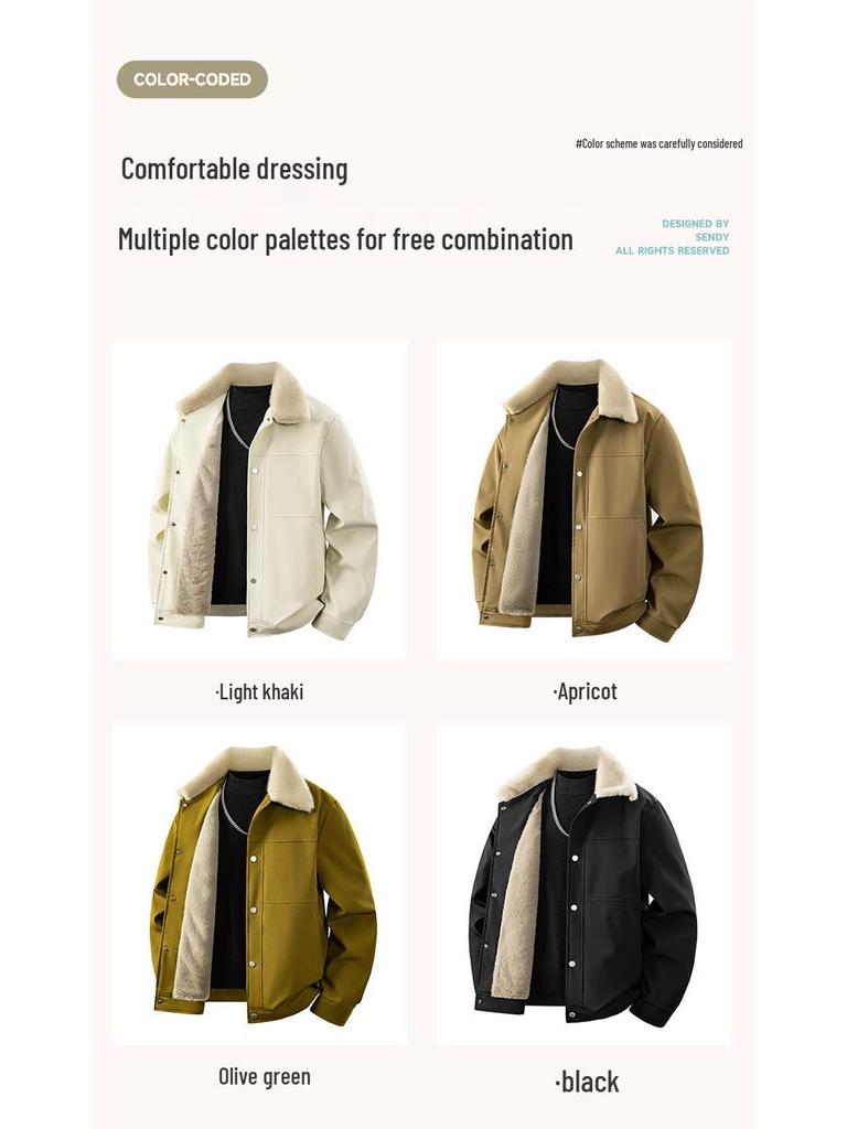 Men's Casual Hong Kong Style Fur Collar Jacket