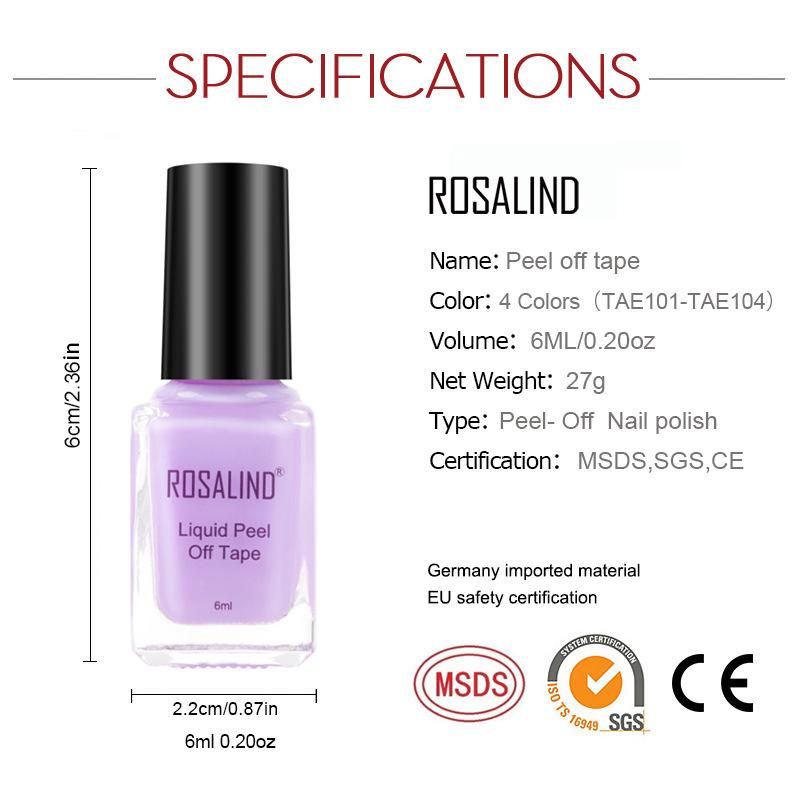 ROSALIND 6ml Peel Off Nail Latex Liquid Tape Naturally Dry Odorless Nail Care Tool