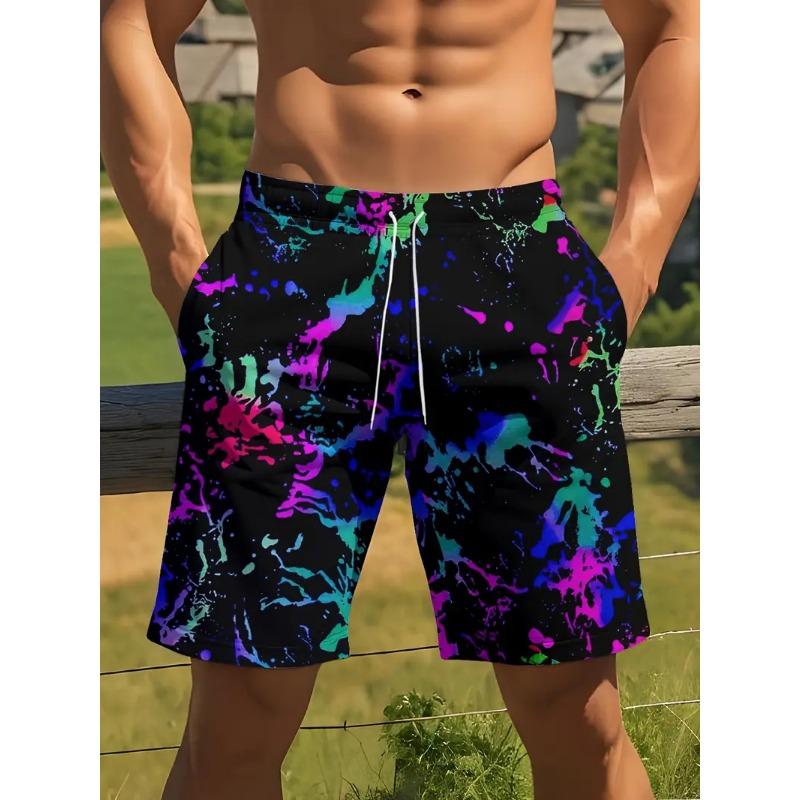 

3D Print Men s Swimwear Beach Shorts Splashed Watercolor Pattern Trunks Short Pants Swimming Pants Running Sports Mens Shorts 5XL