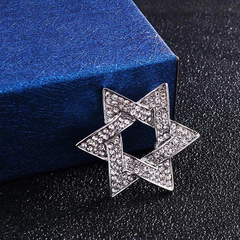 

Korean Style Rhinestone Hexagram Brooch: Unisex Lapel Pin with Six-Pointed Star Design