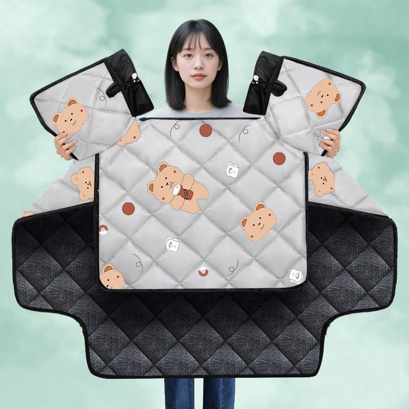 Cozy Fleece-Lined Windproof Blanket for Electric Vehicles - Perfect for Autumn & Winter