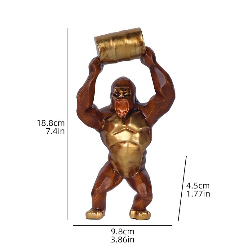 

Wood-grain Gorilla Sculpture Resin Animal Sculpture Decorative Piece for Home, Bedroom, Living Room, Study, and Counter