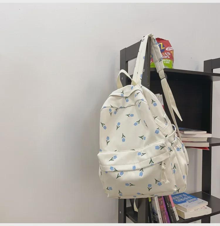 Japanese Fresh Floral Backpack for Teen Girls - Lightweight and Stylish for Junior High and College Students