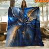 1pc 2D Flat Printing Spring & Summer New Arrival Blue and Golden Fluid Art Themed Digital Print Blanket, Throw Blanket, Soft and Comfortable 100% Poly