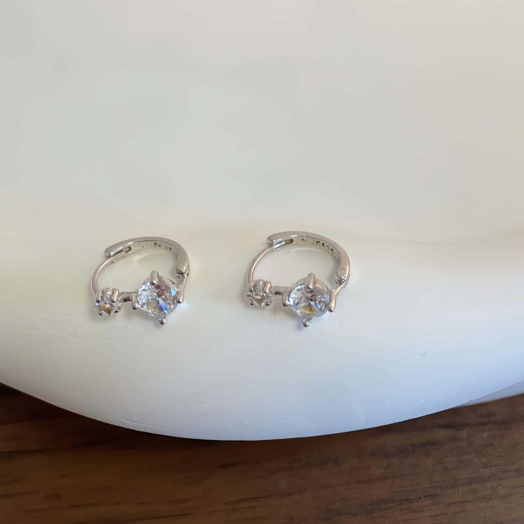 Korean Style Sparkling Zircon Sterling Silver Ear Cuffs