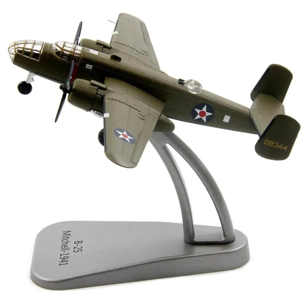 1/144 Scale Alloy Army Green B-25 Bomber Mitchell  Aircraft Model Fighter Airplane Souvenir Collection Toys For Child Adult Gift