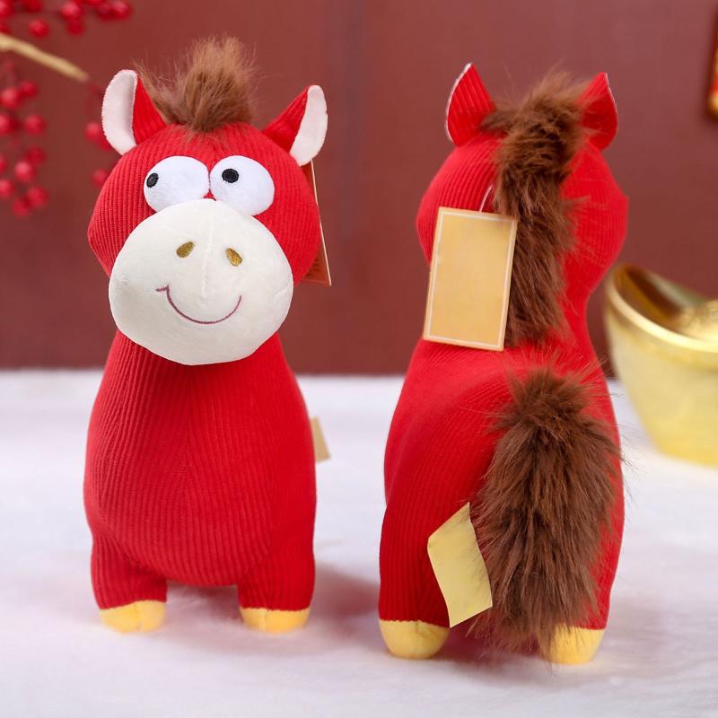 1Pcs Cartoon Anime Cute Pillow 22/28Cm Simulation Pony Doll Zodiac Horse Year Mascot Stuffed Plush Toy Children'S Birthday Gift
