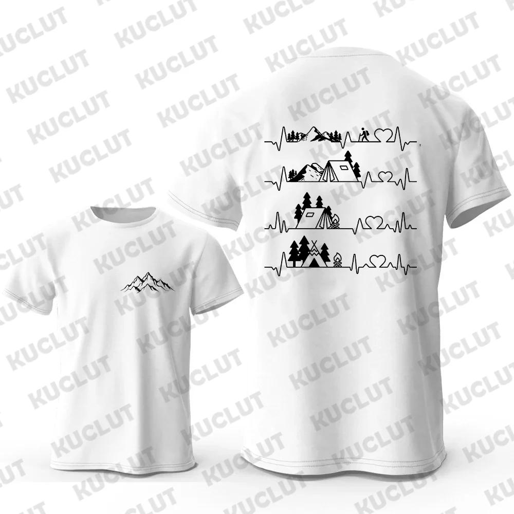 Men's T-shirts Oversized Y2k Clothes Tops Casual Streetwear Camping Outdoor Two Sided Print Camper Hiking Graphic Mountain Tees