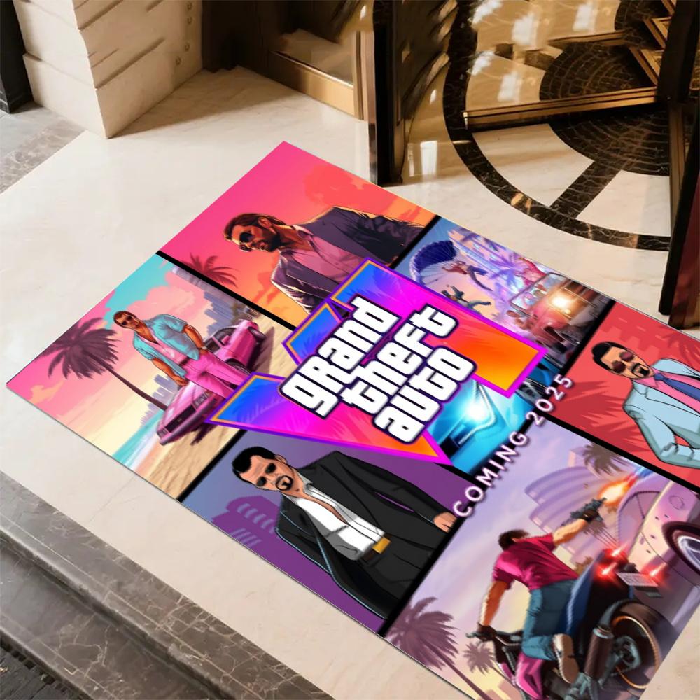 Grand Theft Autoce City Retro 80S Style Floor Mat Perfect For Playrooms Decorate Room Entryway Hallway Antislip Carpet Decorate Offices