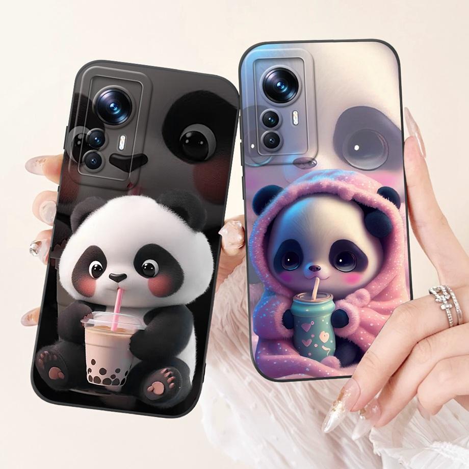 Für Xiaomi 12 12s 12x 12T Pro 12s Pro 12 Lite 12Ultra Handyhülle Flüssigsilikon Weiche Rückabdeckung Kaninchen Panda Blume Capa Tasche