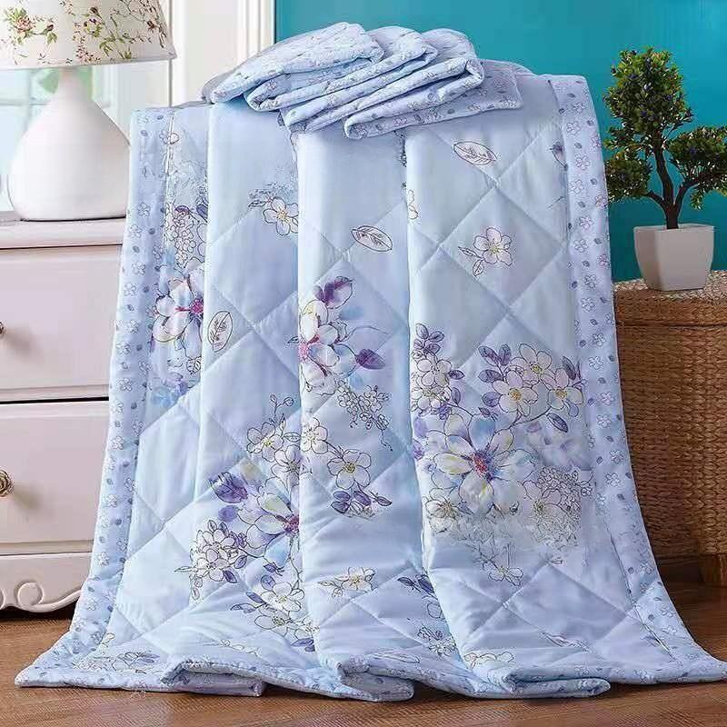 Printing Flower Breathable Cotton Blended Summer Blanket For Comfort Indoor