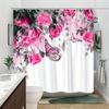 1 Elegant Pink Rose And Butterfly Shower Curtain, Soft Gradient Background, Polyester Fabric, With Hooks, Machine Washable