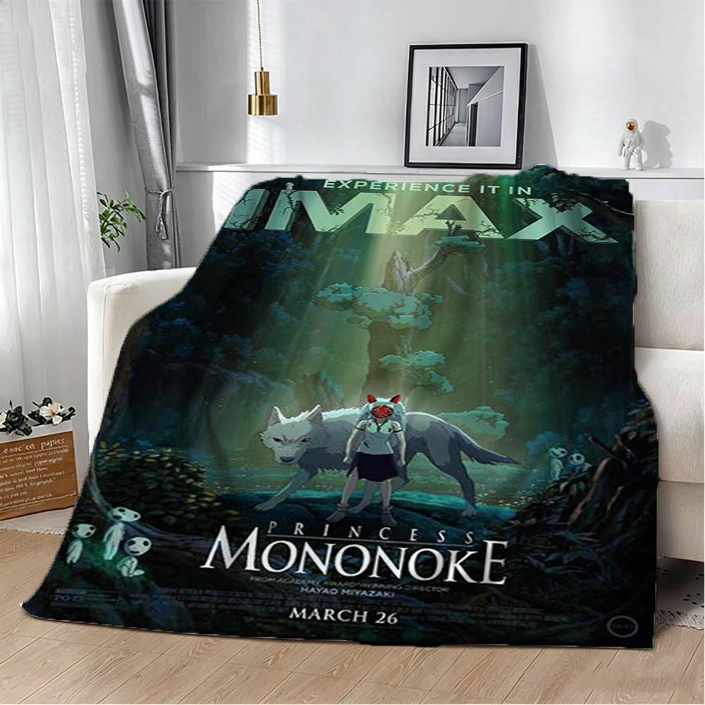 3D P-Princess Cartoon The M-MononokeE Flannel Blanket Soft Throw Blanket Art For Home Decor Bedroom Bed Sofa Picnic Kids Gifts