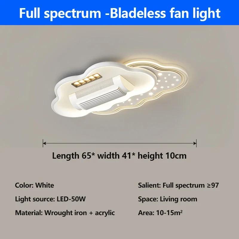 Square Round Leaf Less Fan Light Full Spectrum LED Bright Eye Protection Ceiling Light 180 Degree Blowing Cool and Silent
