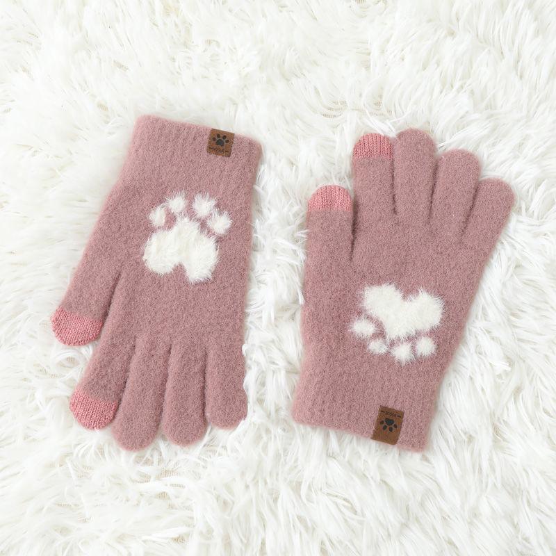 

Женские зимние толстые и теплые перчатки, симпатичные перчатки для езды на велосипеде и вождения зимой, защищающие от холода, перчатки для сенсорных экранов One size розовый