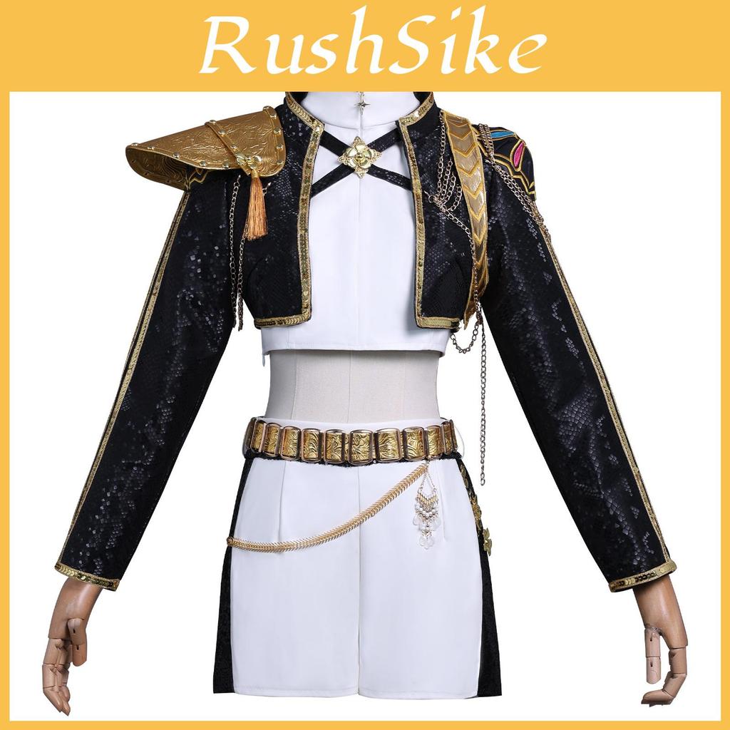 Kpop Demon Hunters Anime Character Black Gold Halloween Role Playing Costume With Faux Leather