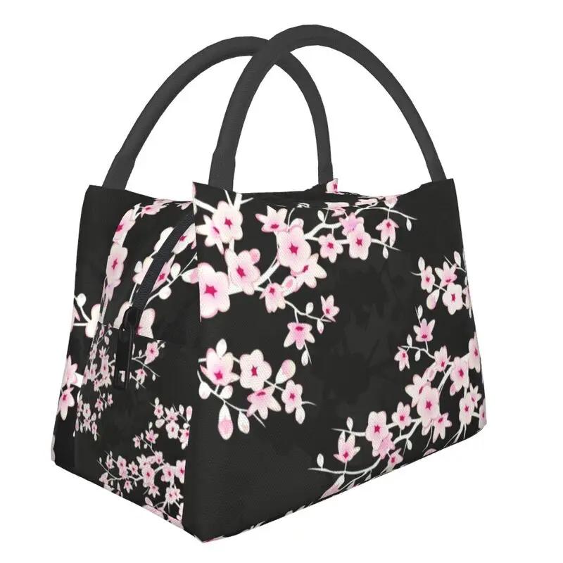 

Сумка-тоут Cherry Blossom Infused Lunch Tote для женщин Sakura Cherry Blossom Cherry Portable Thermal Cooler Food Lunch Box Travel 28x17x16CM