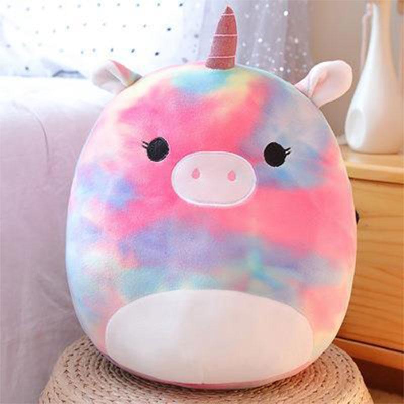 Cute Cartoon Animal Rainbow Unicorn Pillow Soft Plush Toy Cushion Embroidered Stuffed Doll For Girls 35cm