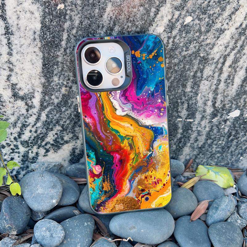 

New Retro Color Texture Pattern Phone Case For iPhone 15 14 Pro Max Plus 16 Pro Max 13 Mini 12 11 Pro Max Shockproof Laser Cover iphone 14ProMax