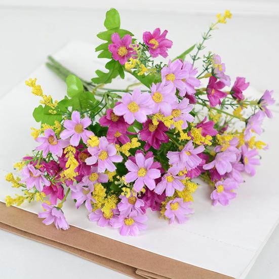 28-Köpfige Künstliche Blumen für den Außenbereich UV-beständige Kunstseide Wildblumen mit Stiel Fake Blumengesteck für Pflanzgefäß Hängekorb Veranda Terrasse