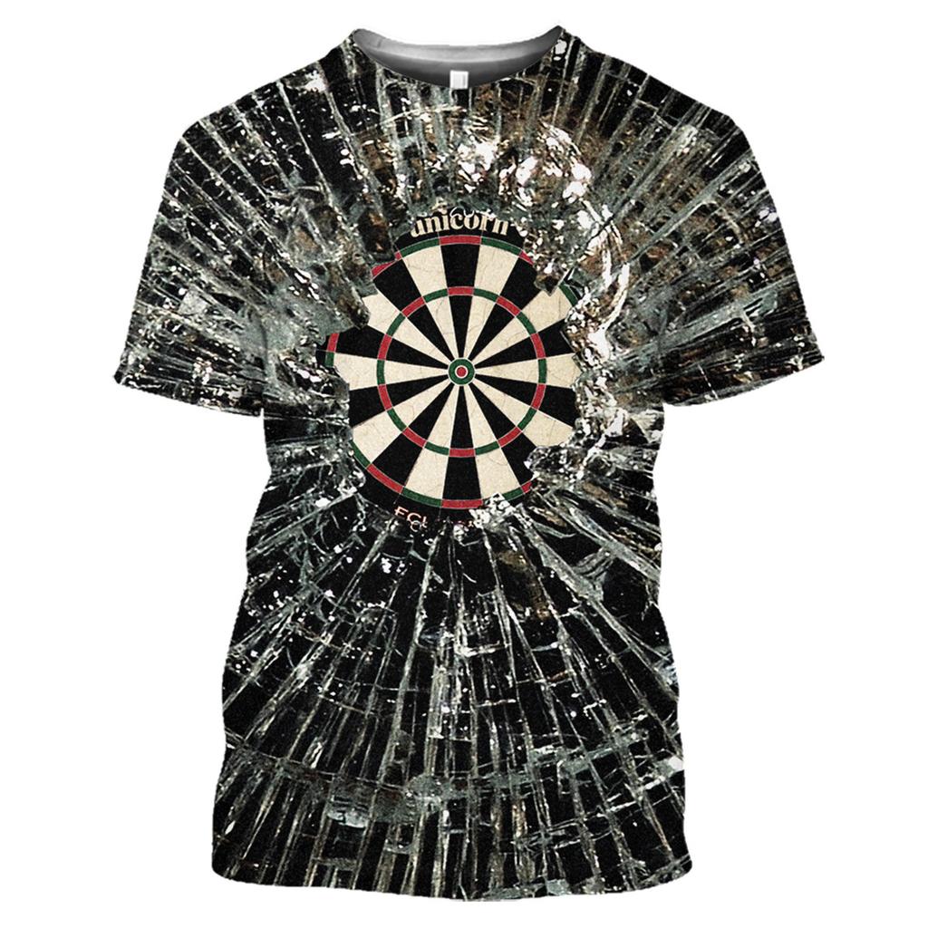 Men's Trend Short Sleeve Sports 3D Shirt Bottoming Shirt Darts Bet Personality Street Wild Top T-Shirt Fashion