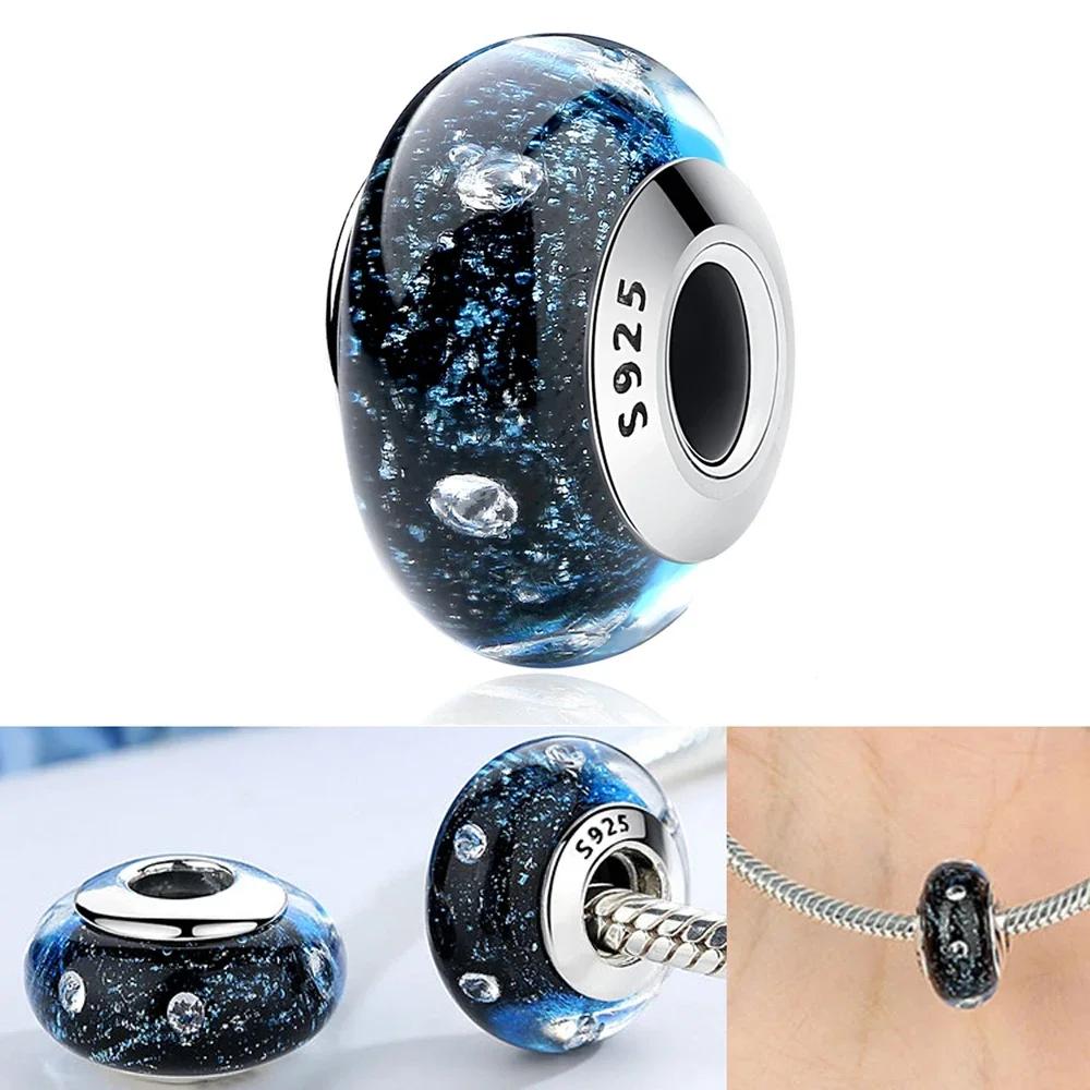 Copper Pink Flower Murano Glass Beads Charm Fit Original Bracelet Necklace Faceted Murano Diy Women Luxury Jewelry