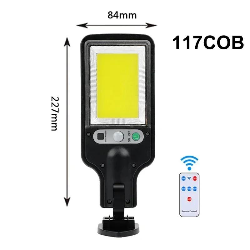 

117 COB Sensor Street Lamp 3 Light Modes Outdoor Waterproof Security Solar Lamps for Garden Patio Path Remote Control Light 1PC