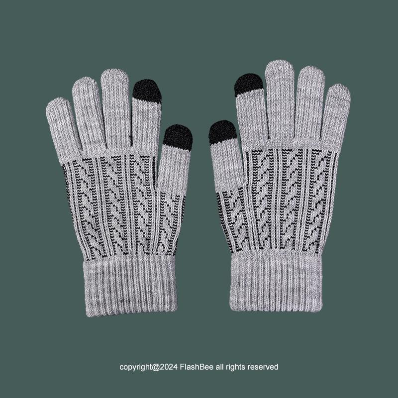 

Velvet-Lined Touchscreen Gloves, Unisex, Warm Korean Style for Autumn/Winter