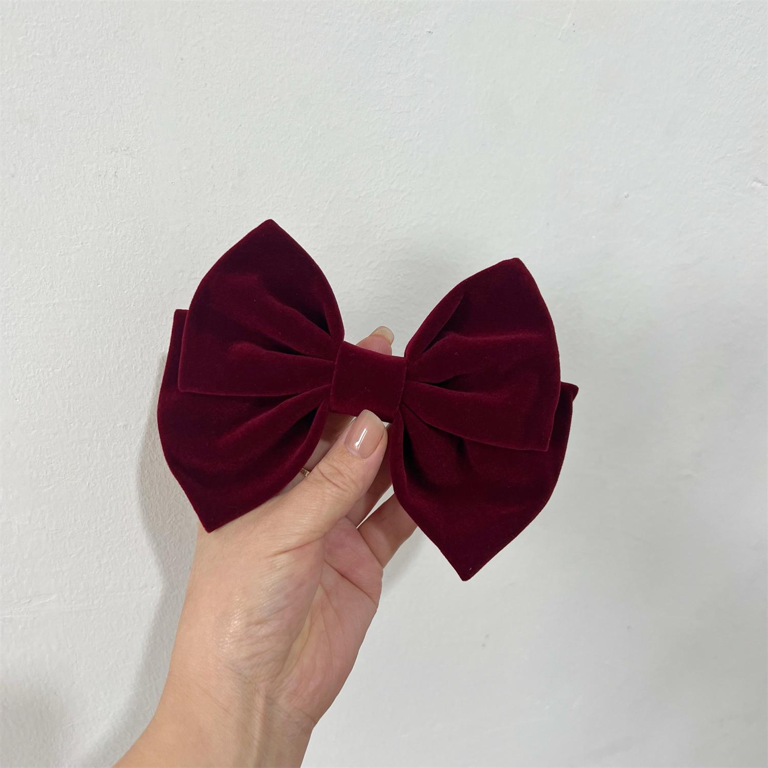 Velvet Bow Retro Hair Clips for Girls - Christmas & New Year Princess Accessory
