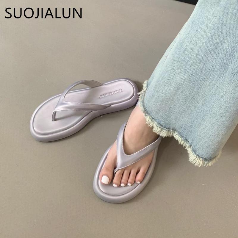 Fashion SUOJIALUN 2024 Summer New Brand Women Slipper Fashion Low Weadge Heel Dress Sandal Shoes Open Toe Slip On Outdoor Dress Slides