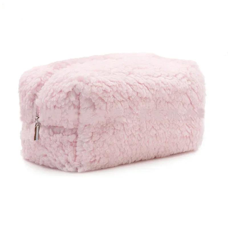 Lamswol Kleine Cosmetische Tas Schattige Pluche Make-up Organizer Pouch Etui Tassen Reizen Portemonnee Huishoudelijke Opberging