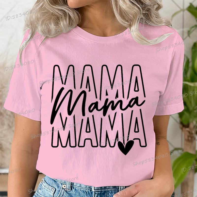Mothers Day Mama Tshirts Stacked Mama for Ladies Tops Mom Life Short Sleeve Tshirt Crew Neck Gift for Mom Summer Tops Clothes