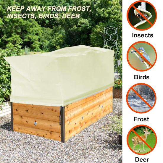 Yousheng Rectangular Planter Cold-proof Cover Plant Anti-Frost Covers with Drawstring Thickened Reusable Plant Winter Shield for Balcony Flower Box