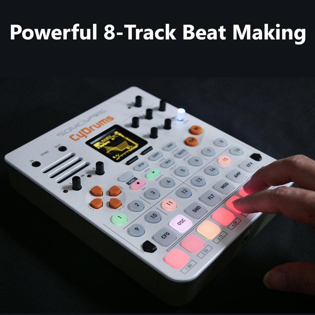 SONICWARE CyDrums Wavetable Noise Pulse Drum Machine 22 Sound Structures 22 Effects Battery Powered Lightweight Built-in Speaker