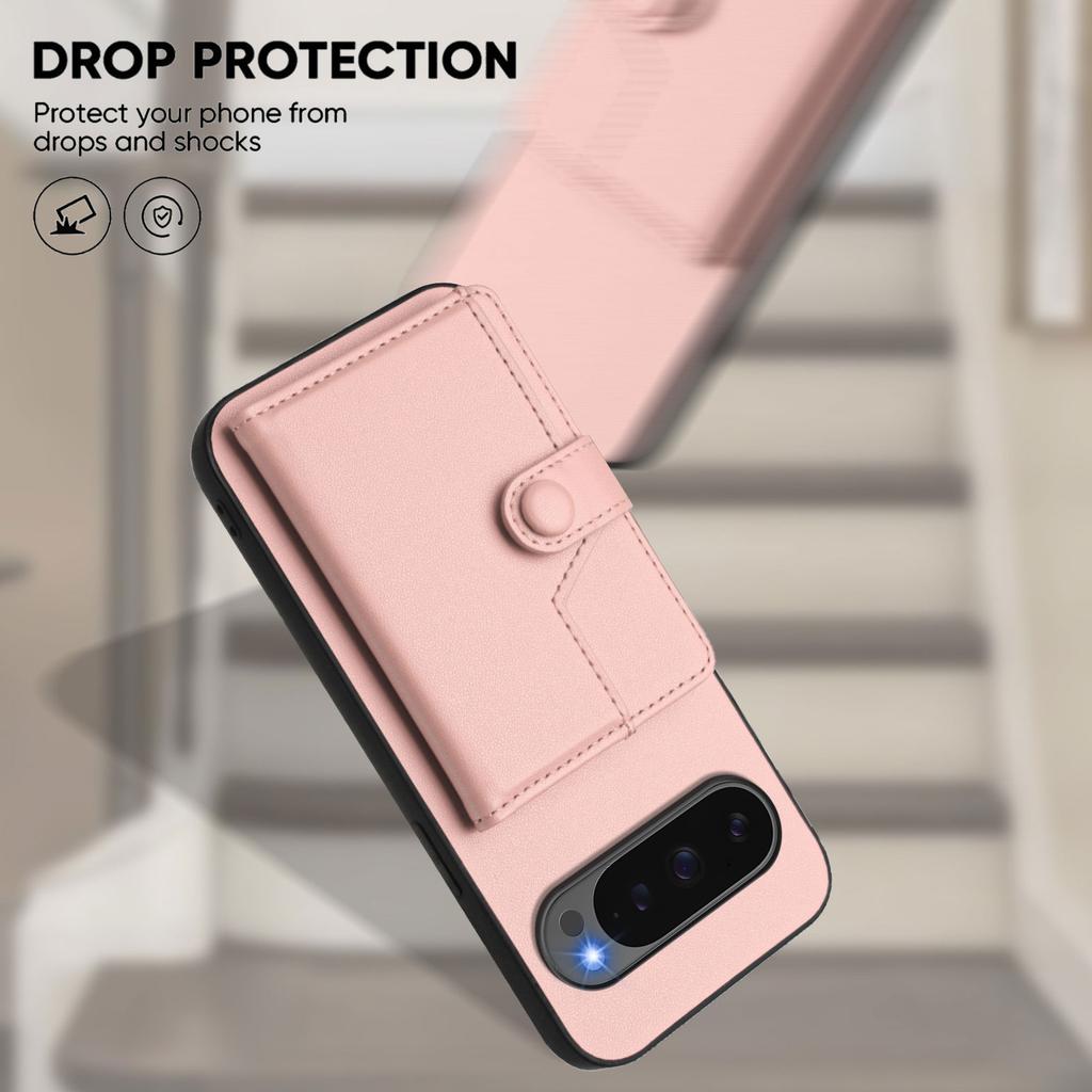 For Google Pixel 10 Pro/Google Pixel 10 Case RFID Blocking Card Holder Kickstand TPU+PU Leather Phone Back Cover