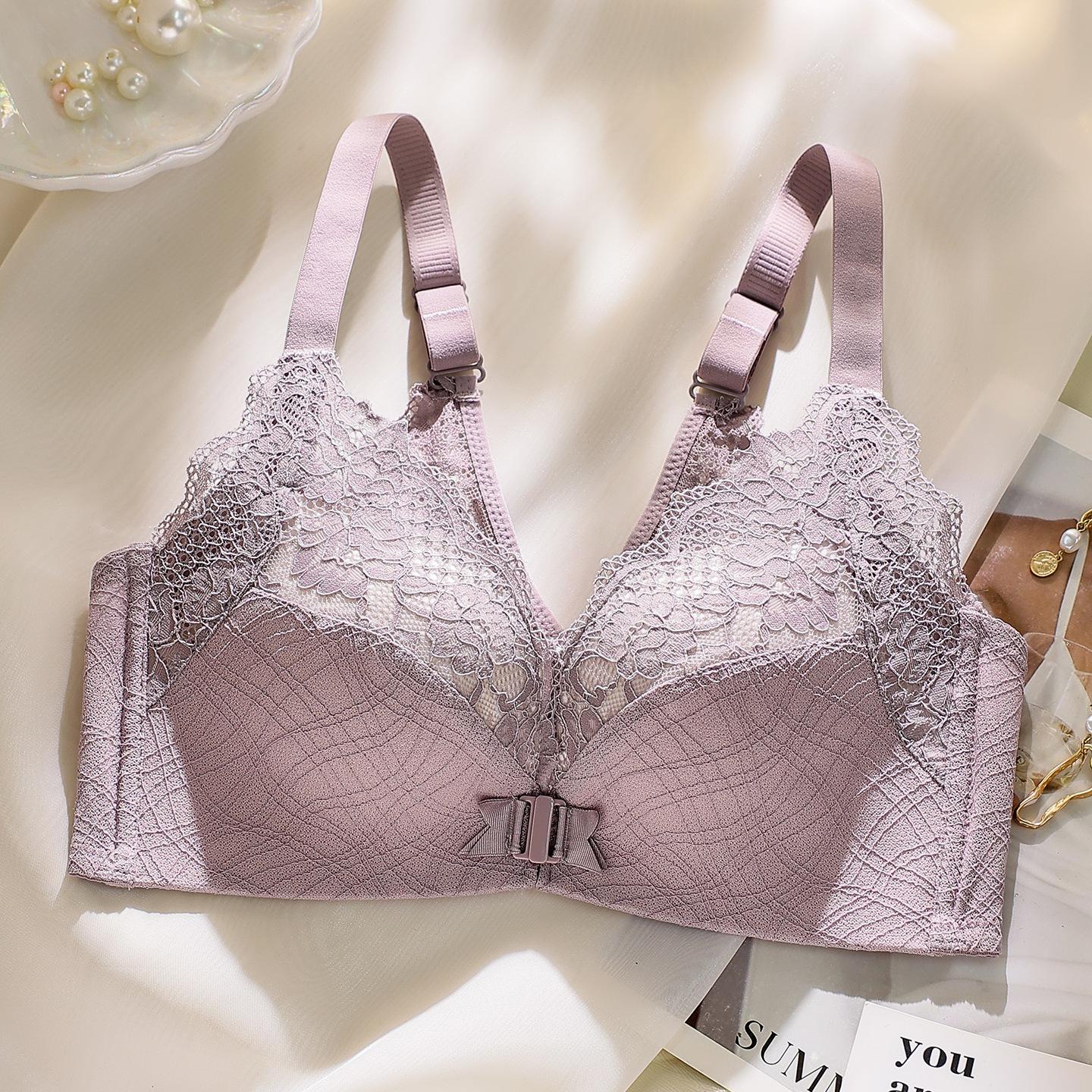 

Lace front buckle bra cover gathered without steel ring sexy back vest anti-sagging thickness 32/70ab medium thick cup