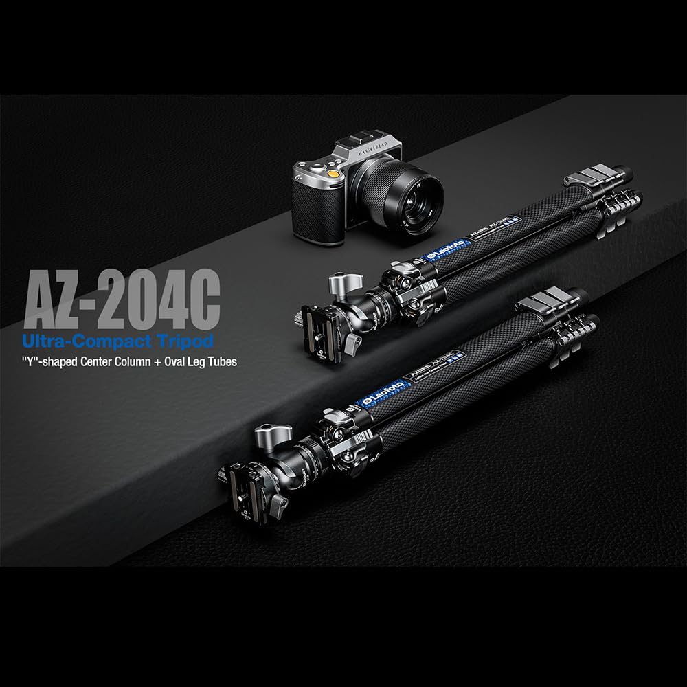Leofoto Carbon Fiber Tripod 147cm extended 41cm stowed 5kg load head sold separately AZ-204C Ultra-lightweight, length, height, capacity,