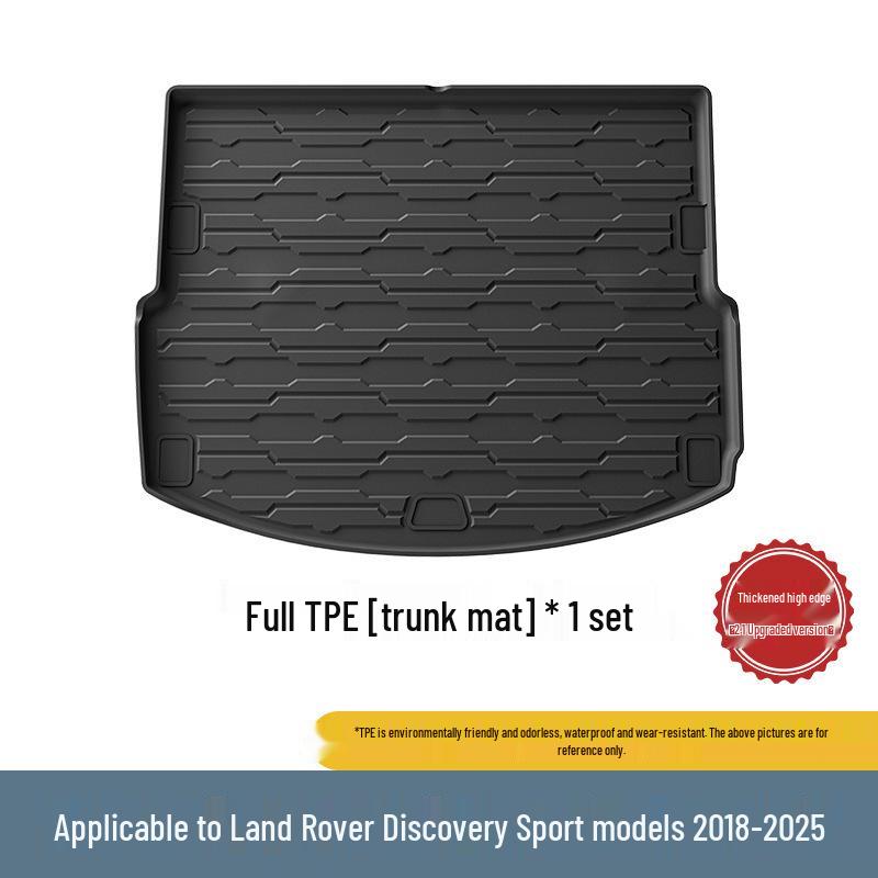 Eco-friendly TPE floor mats for Land Rover Discovery Sport (2018-2025), including trunk and backrest pads.