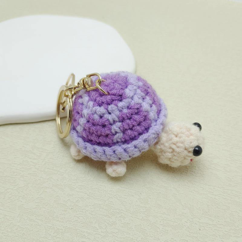 Handmade Crochet Turtle Keychain Pendant - Cartoon Sea Turtle Bag Charm Gift Decoration.