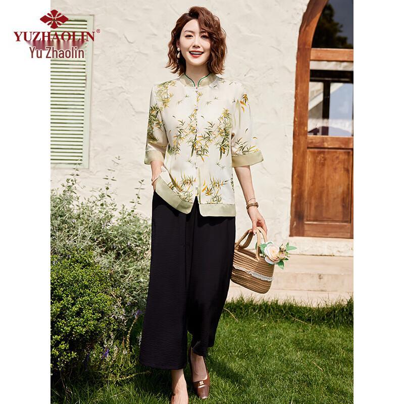 

Yuzhaolin Women s Chinese Style 3/4 Sleeve Chiffon Top & Shorts Set 2XL