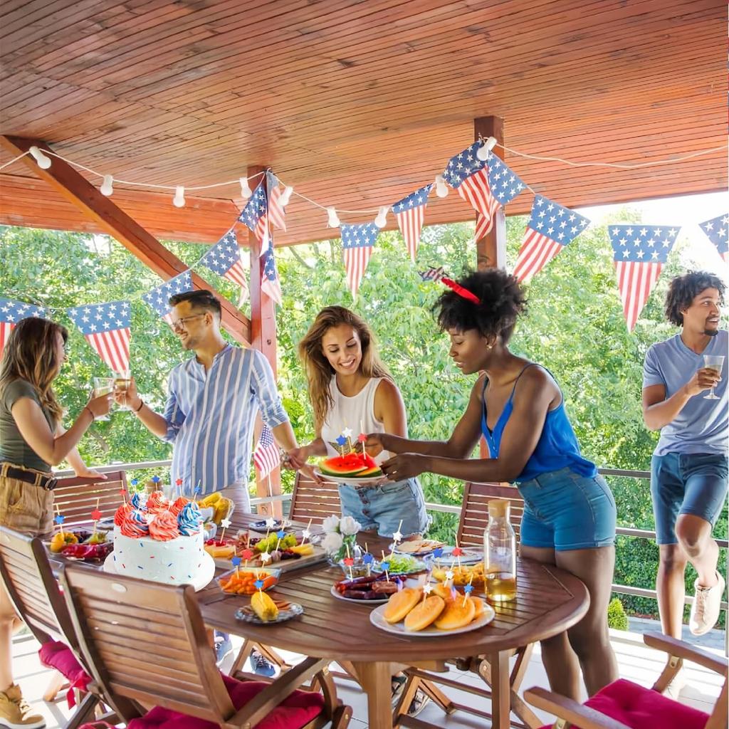 American Flag Colors Blue White Red Five-pointed Star Pick Five-pointed Star Fruit Pick Cocktail Pick