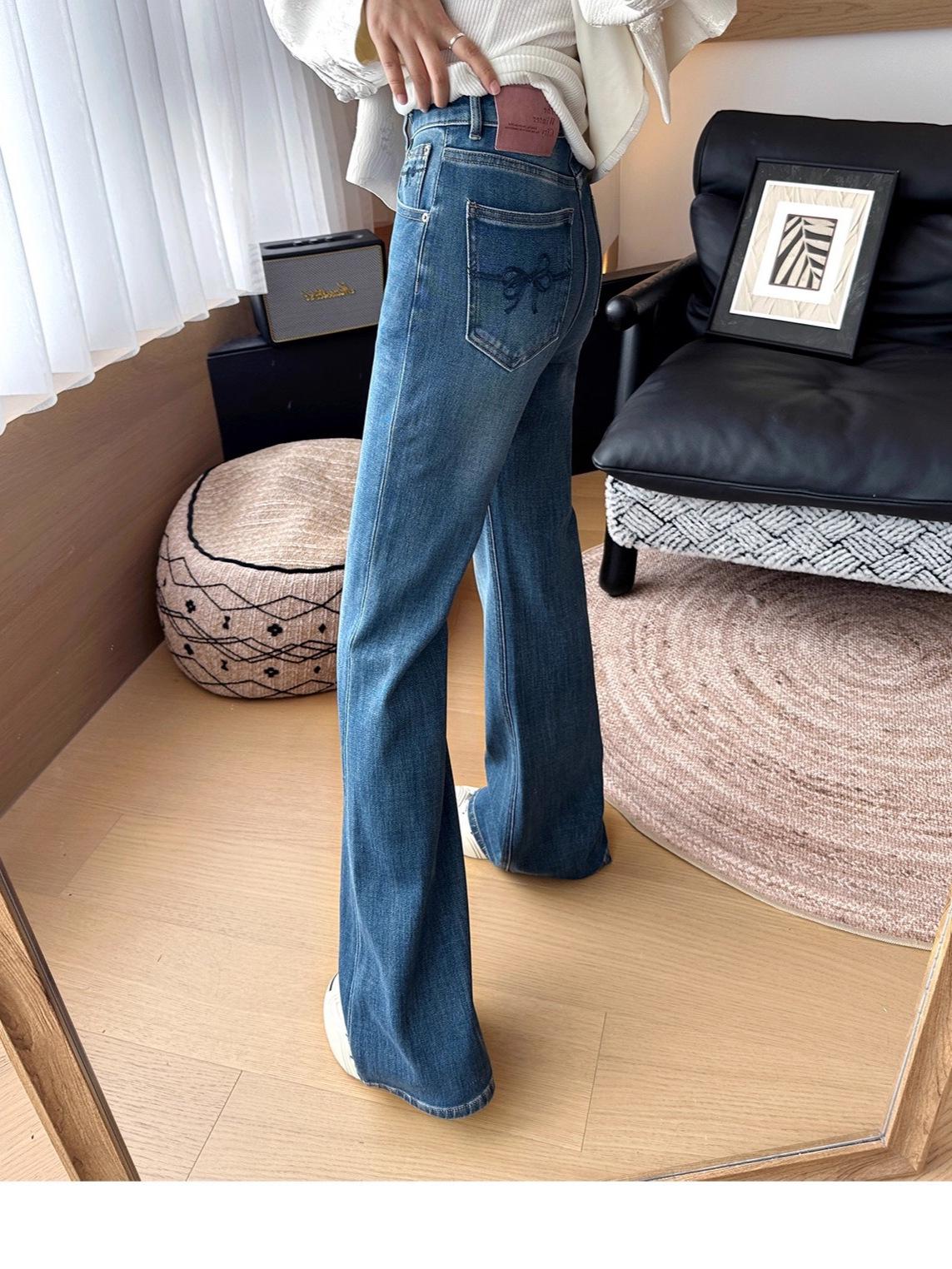 

Slimming High-Waisted Micro-Flare Jeans for Women – Four-Way Stretch, Floor-Length, Autumn-Ready Size 30 синий