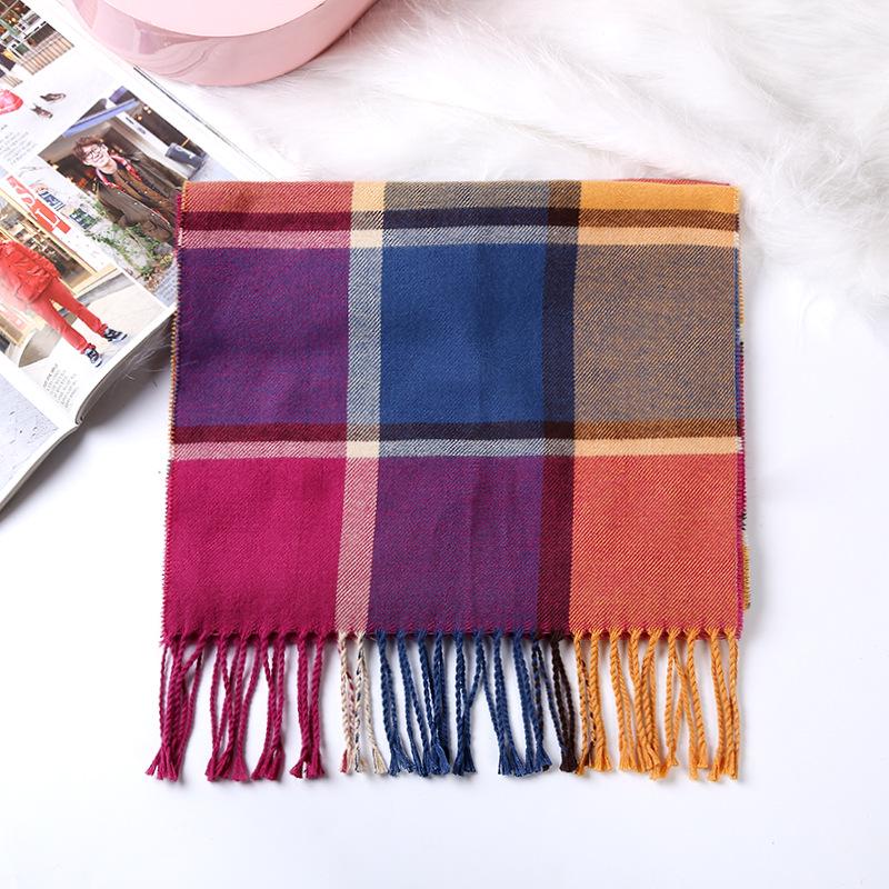 Stylish British Plaid Cashmere-Feel Scarf for Men & Children - Autumn/Winter Warm Shawl & Snood