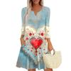 Damenkleid Locker V-Ausschnitt Dreiviertelarm Mit Taschen Kleid
