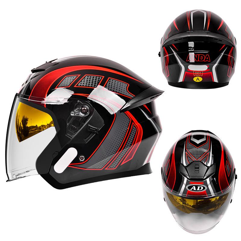 AD 3C Certified Electric Motorcycle Half Helmet for Men & Women - Summer, Breathable, and Safe